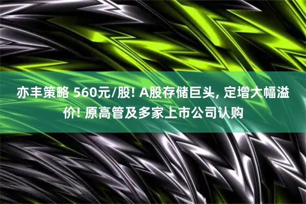 亦丰策略 560元/股! A股存储巨头, 定增大幅溢价! 原高管及多家上市公司认购